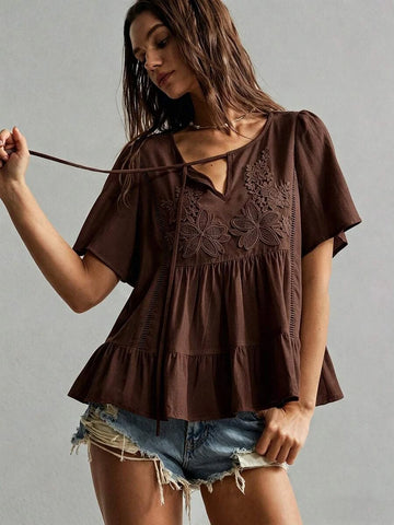 Boheme Junction Plus Size Tops PLUS SIZE Zia Top - Brown
