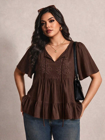 Boheme Junction Plus Size Tops PLUS SIZE Zia Top - Brown