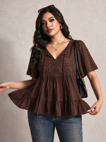 Boheme Junction Plus Size Tops PLUS SIZE Zia Top - Brown