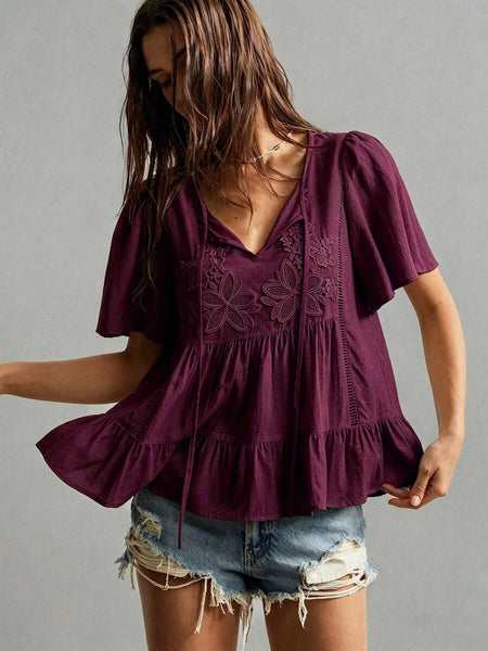 Boheme Junction Plus Size Tops PLUS SIZE Zia Top - Burgundy