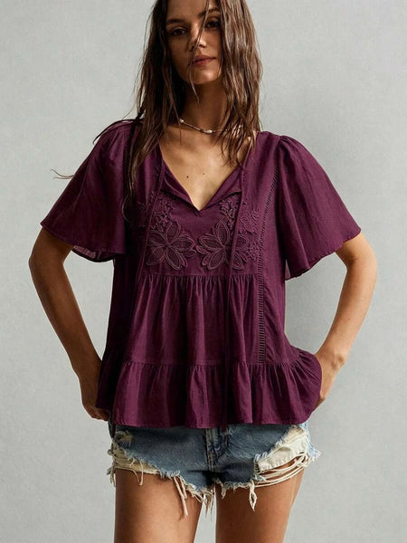 Boheme Junction Plus Size Tops PLUS SIZE Zia Top - Burgundy