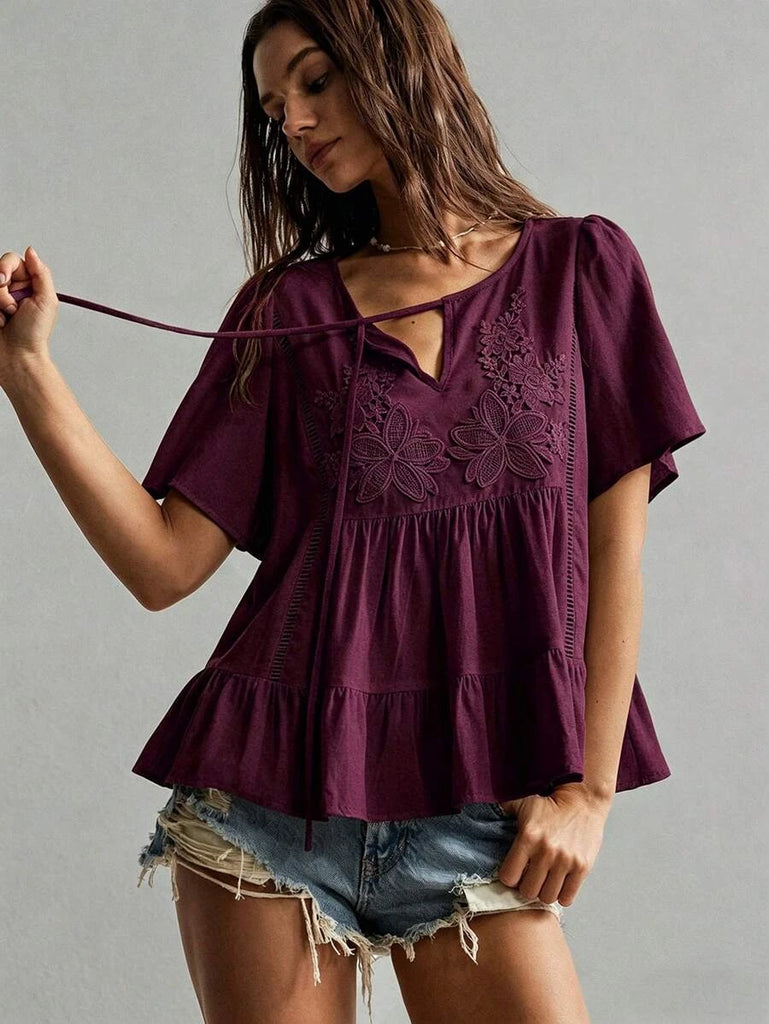 Boheme Junction Plus Size Tops PLUS SIZE Zia Top - Burgundy