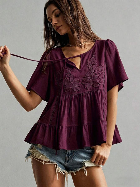 Boheme Junction Plus Size Tops PLUS SIZE Zia Top - Burgundy