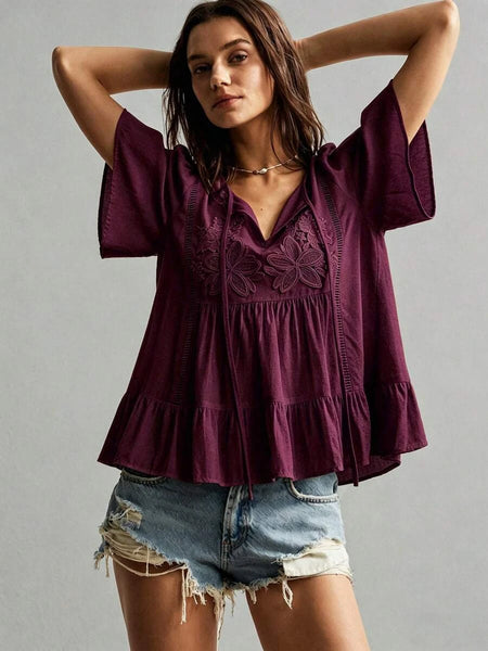 Boheme Junction Plus Size Tops PLUS SIZE Zia Top - Burgundy