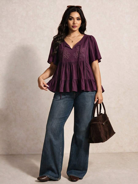 Boheme Junction Plus Size Tops PLUS SIZE Zia Top - Burgundy