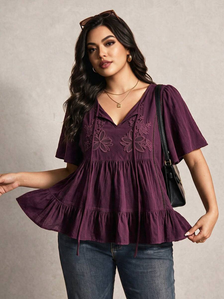 Boheme Junction Plus Size Tops PLUS SIZE Zia Top - Burgundy
