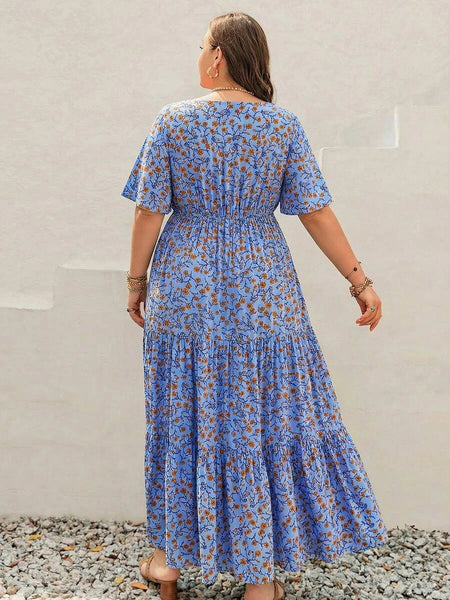 PLUS SIZE Ziggy Maxi Dress - Blue-Plus Size Dresses- Boheme Junction