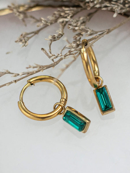 PRIA Huggie Sleeper Earrings | CRYSTAL-Earrings- Boheme Junction