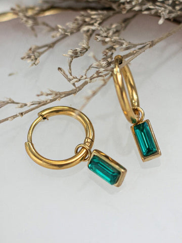 PRIA Huggie Sleeper Earrings | CRYSTAL-Earrings- Boheme Junction