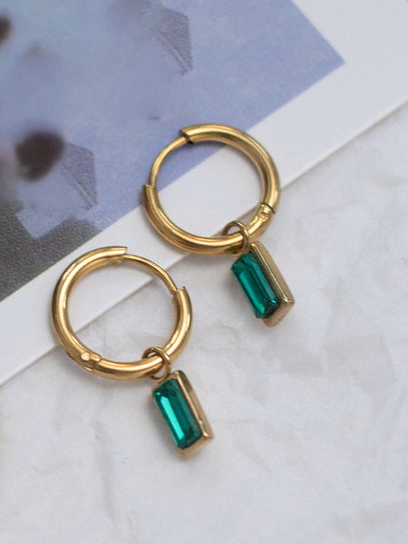 PRIA Huggie Sleeper Earrings | CRYSTAL-Earrings- Boheme Junction