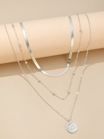 RUBI Layered Necklace - Silver-Necklace- Boheme Junction