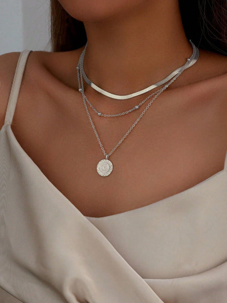 RUBI Layered Necklace - Silver-Necklace- Boheme Junction