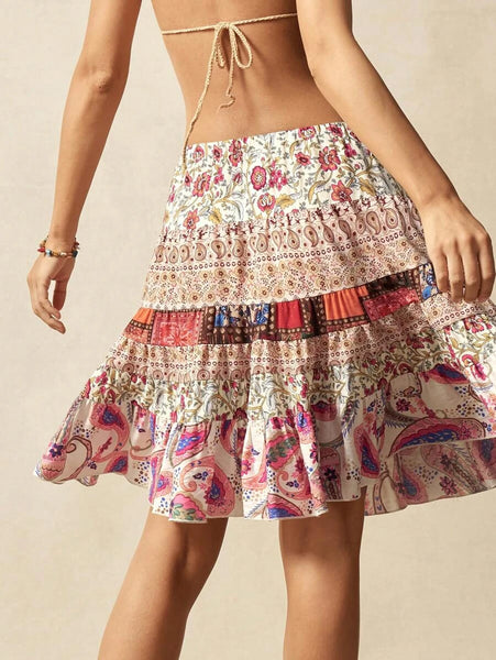 SHANIA Mini Skirt - Pink-Women Bottoms- Boheme Junction