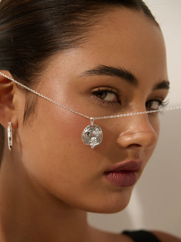 OCEAN COIN Charm Silver Plated Necklace