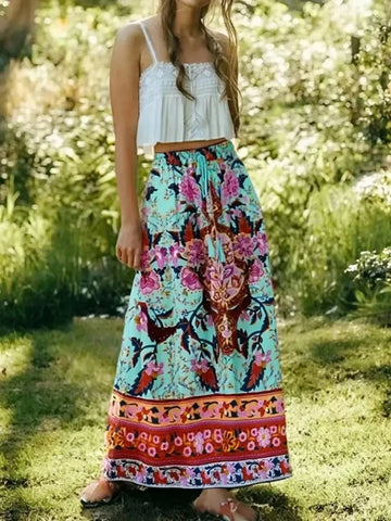 SOLANA Midi Skirt - Green-skirt- Boheme Junction