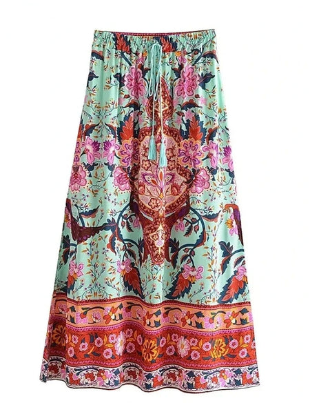 SOLANA Midi Skirt - Green-skirt- Boheme Junction