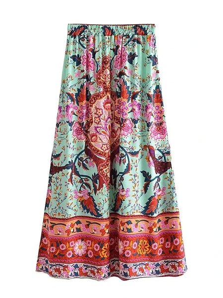 SOLANA Midi Skirt - Green-skirt- Boheme Junction