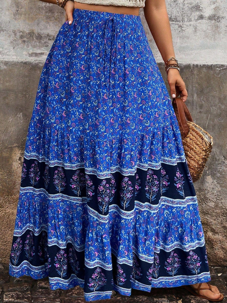 PLUS SIZE Vesna Maxi Skirt Blue Boho Plus Size Skirt BOHEME