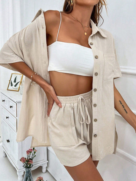 WILLOW Short & Top Set - Natural-Women Two-piece Outfits- Boheme Junction