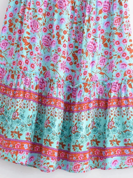 XENA Midi Skirt - Blue-Skirt- Boheme Junction