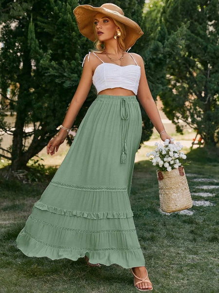 YOKO Maxi Skirt - Green-Women Bottoms- Boheme Junction