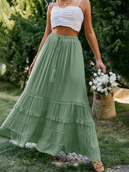 YOKO Maxi Skirt - Green-Women Bottoms- Boheme Junction