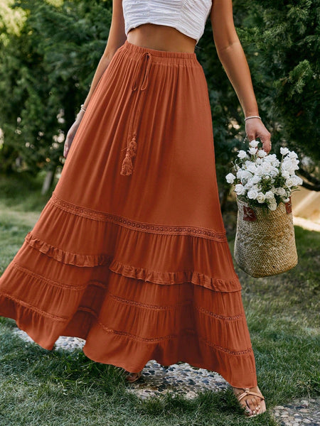 YOKO Maxi Skirt - Rust-Women Skirts- Boheme Junction