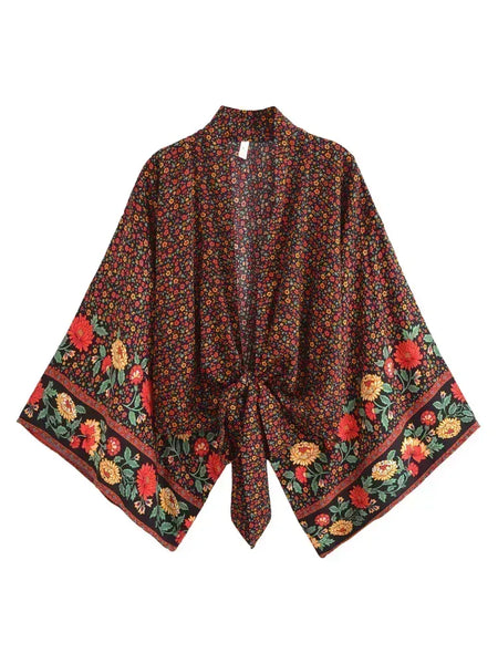 ZABELLA Cropped Kimono - Black-Kimono- Boheme Junction