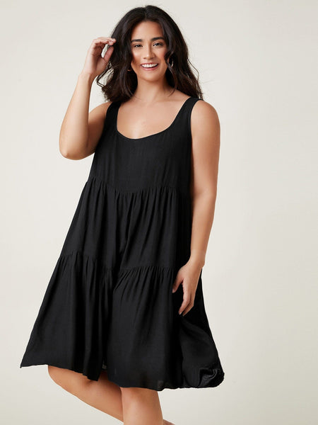 PLUS SIZE Adela Midi Dress - Black-Plus Size Dresses- Boheme Junction