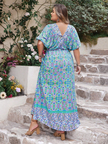 PLUS SIZE Capri Maxi Dress-Plus Size Dresses- Boheme Junction