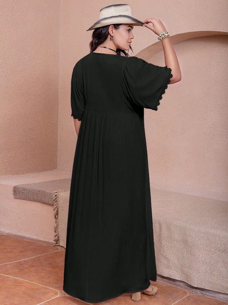 PLUS SIZE Kendra Maxi Dress - Black-Plus Size Dresses- Boheme Junction