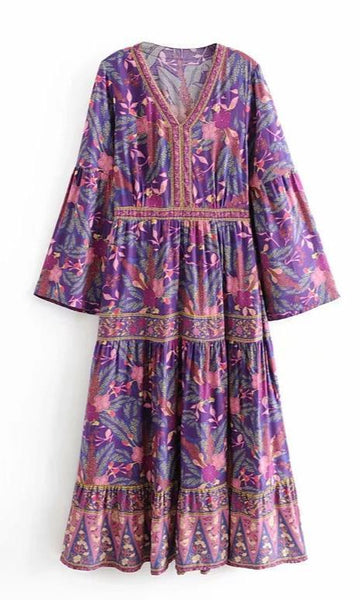 ARIBA Midi Dress - Purple-Dress- Boheme Junction