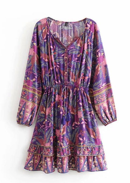 ARIBA Mini Dress - Purple-Dress- Boheme Junction