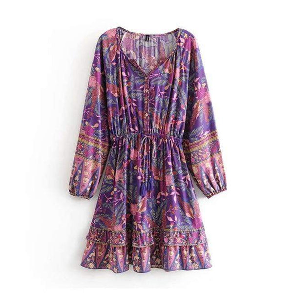 ARIBA Mini Dress - Purple-Dress- Boheme Junction