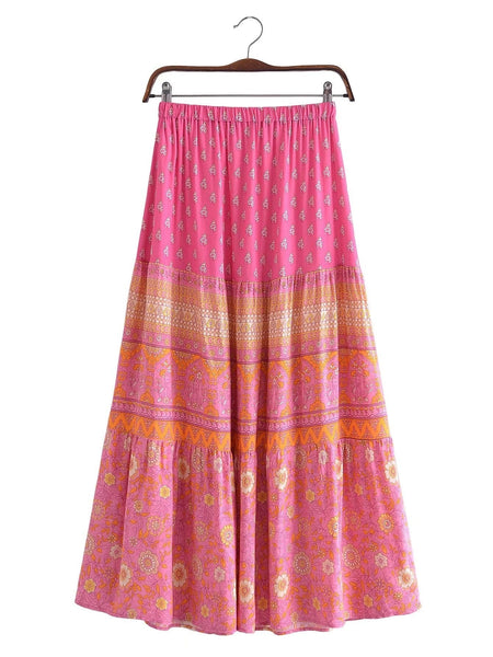 BEC Maxi Skirt - Pink-Skirts- Boheme Junction
