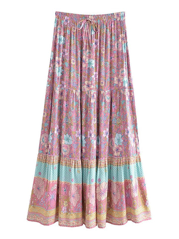 CLOVER Midi Skirt - Pink-Skirt- Boheme Junction