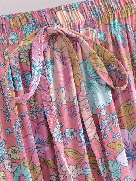 CLOVER Midi Skirt - Pink-Skirt- Boheme Junction