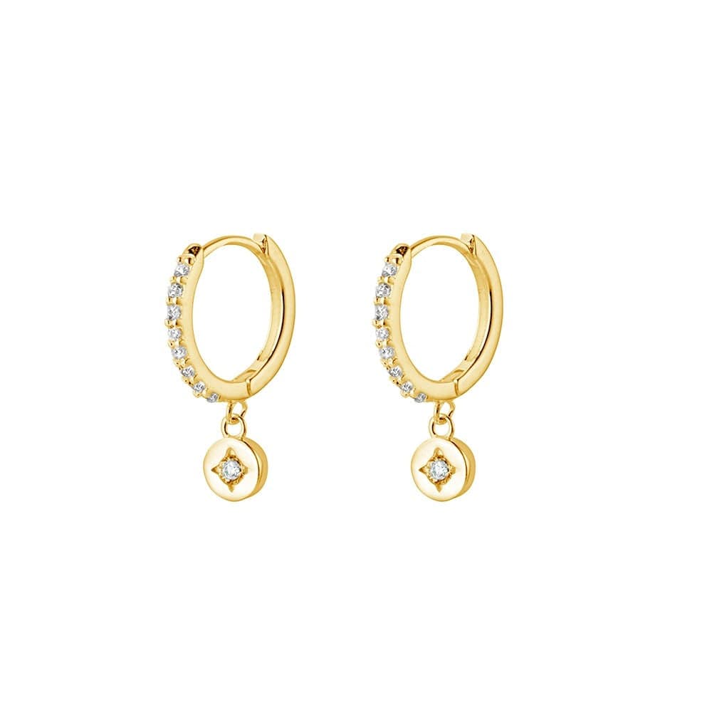 CZ Charm Huggie Earrings - Gold-Earrings- Boheme Junction