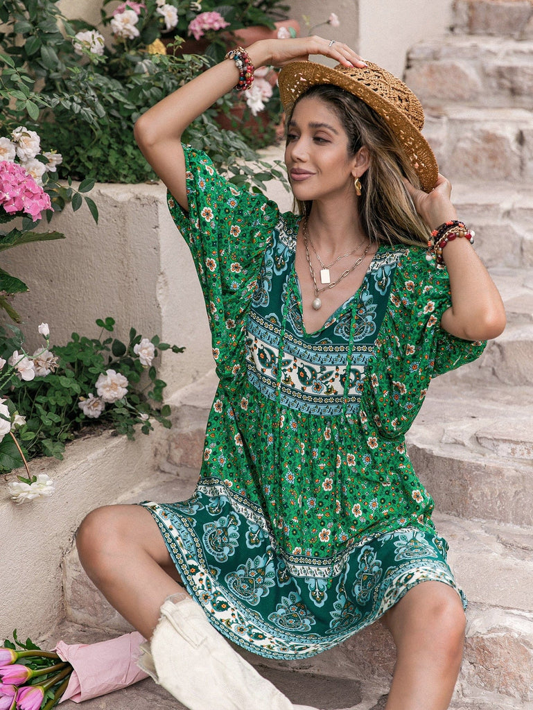 DAKOTA Mini Dress - Green | Boho Gypsy Dresses | BOHEME JUNCTION