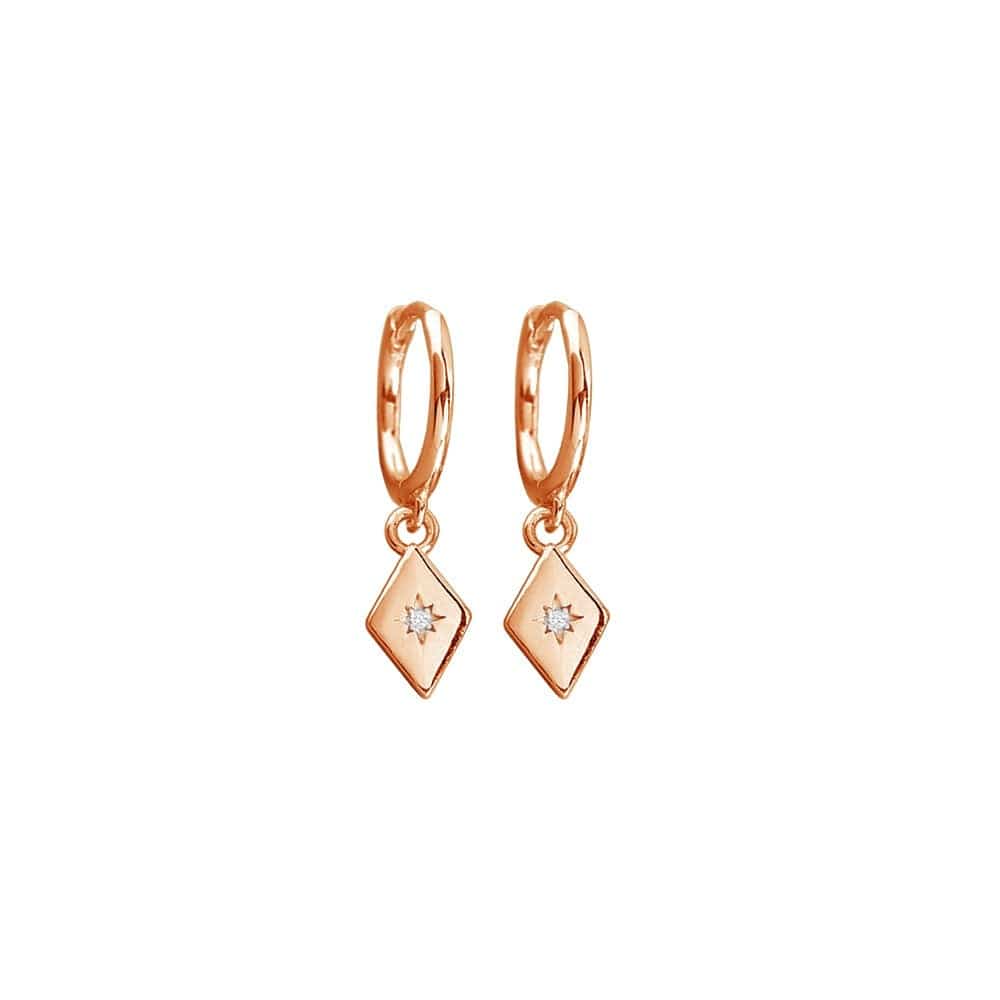 DIAMOND Hoop Earrings - Rose Gold-Earrings- Boheme Junction