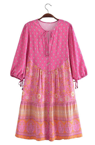 EDIE Mini Dress - Pink-Dress- Boheme Junction