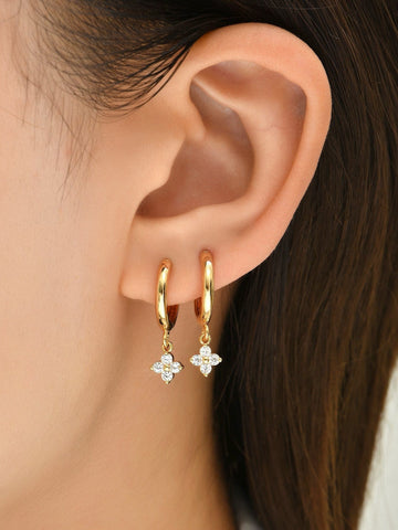 FLOWER Huggie Sleeper Earrings-Earrings- Boheme Junction