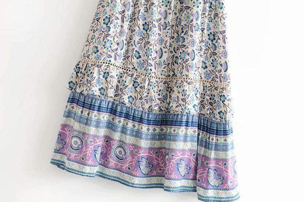 GARDEN GROVE Midi Dress - Blue Print-Dress- Boheme Junction