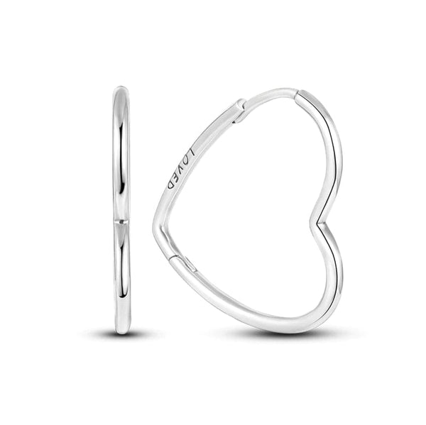 HEART Hoop Earrings - Silver-Earrings- Boheme Junction