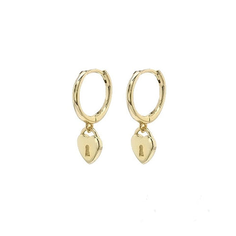 HEART Padlock Huggie Earrings - Gold-Earrings- Boheme Junction