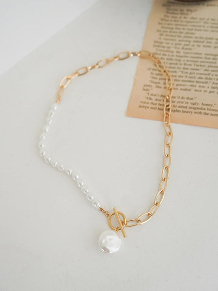 JORDA Pearl Pendant Gold Necklace-Necklace- Boheme Junction