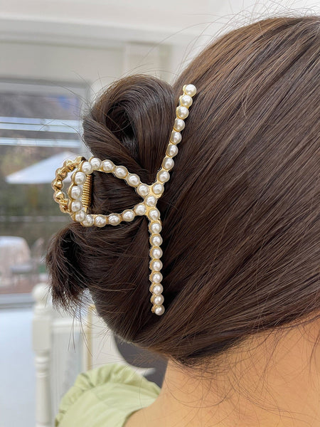 JULES Gold Pearl Hair Claw Clip-Hair Clip- Boheme Junction