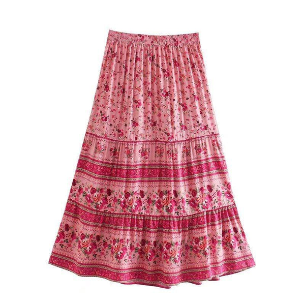 KIKI Midi Skirt - Pink-Skirts- Boheme Junction