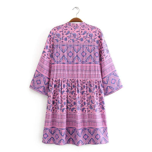 LEILANI Tunic Mini Dress - Purple-Dress- Boheme Junction
