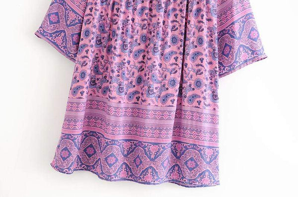 LEILANI Tunic Mini Dress - Purple-Dress- Boheme Junction